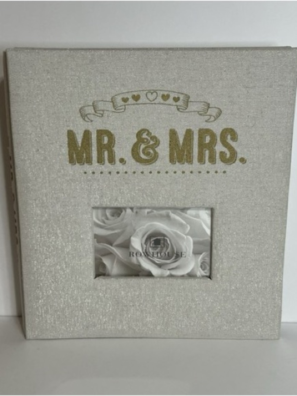 Mr. & Mrs. Gold Linen Photo Album-